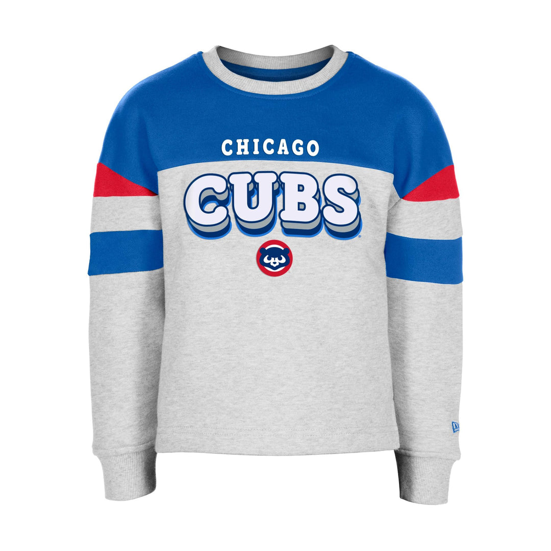 Chicago Cubs New Era Youth 1984 Bear Grey and Royal Blue Crew Neck Sweatshirt