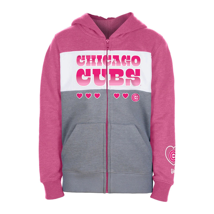 Chicago Cubs New Era Youth Pink Zip Up Hoodie