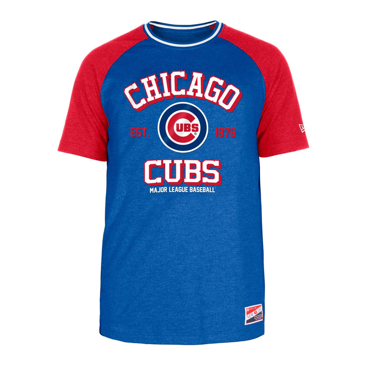 Chicago Cubs New Era Men's Bullseye Royal Blue and Red Puff Print Tee