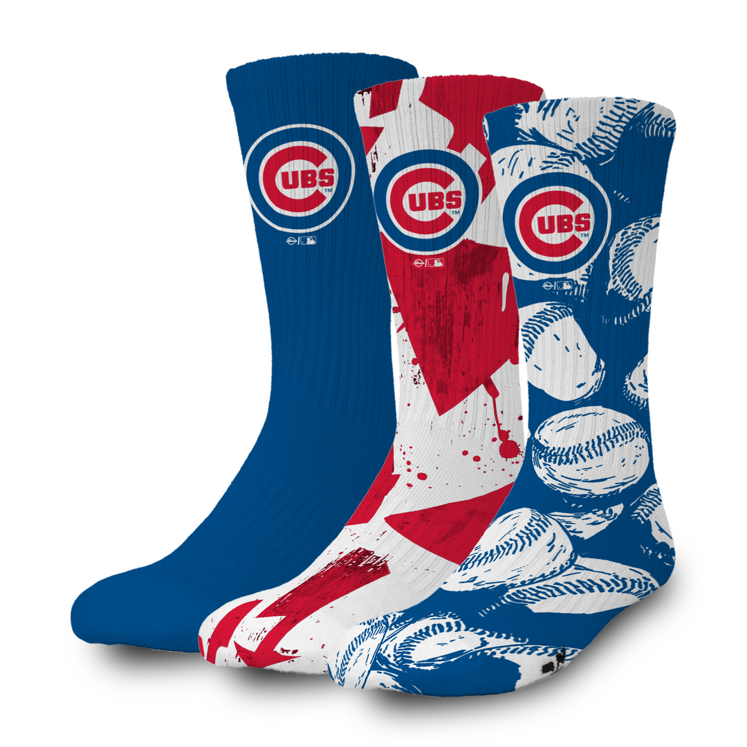 Chicago Cubs Primary 3 Pack Lifestyle Sock by ISlide Socks UNASSIGNED