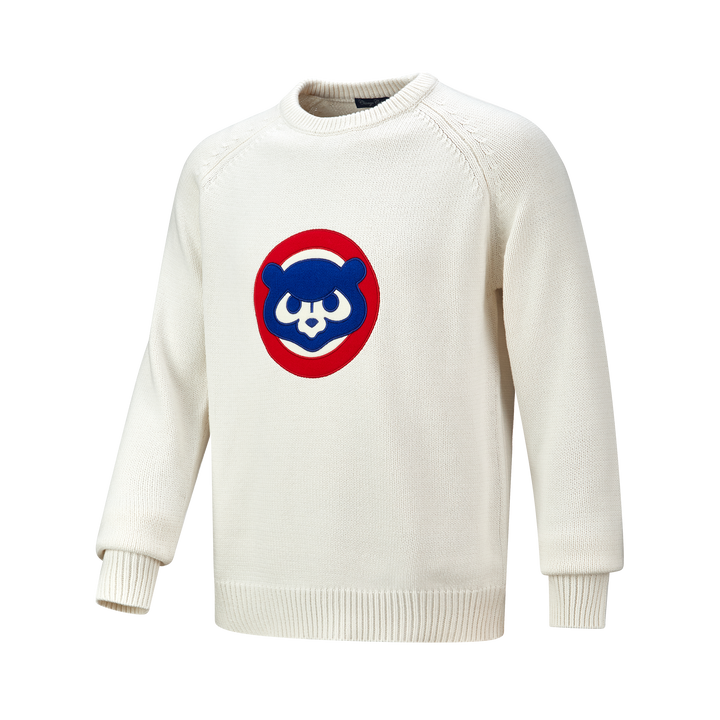 CHICAGO CUBS FULL TURN MEN'S 1984 LOGO WHITE CREW NECK SWEATER