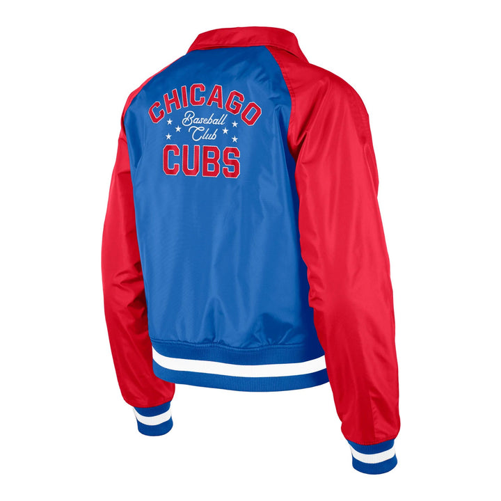 CHICAGO CUBS NEW ERA WOMEN'S RED AND BLUE COACH JACKET