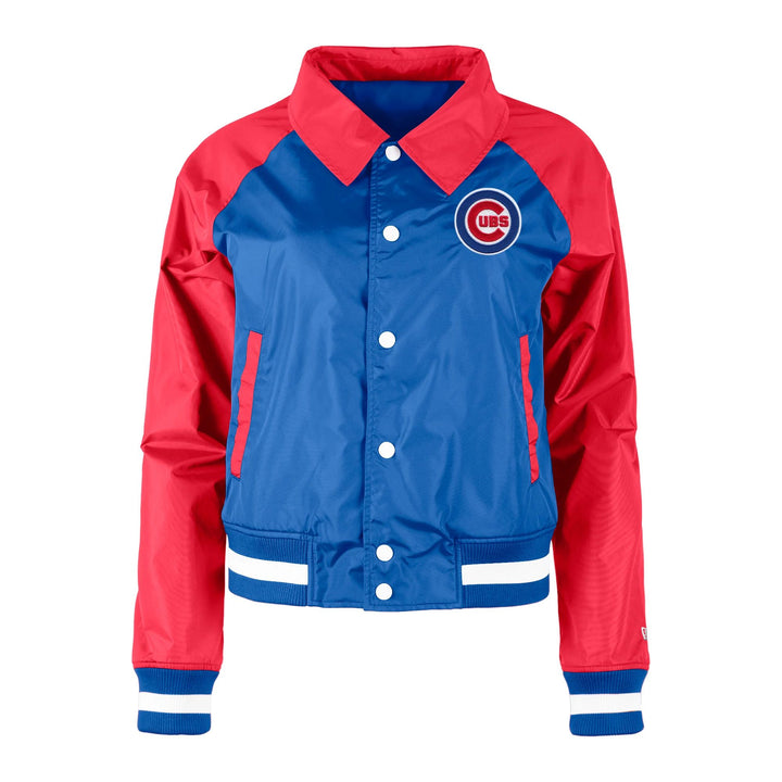 CHICAGO CUBS NEW ERA WOMEN'S RED AND BLUE COACH JACKET