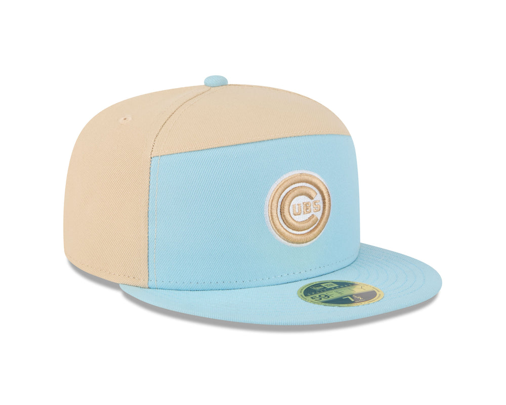 Chicago Cubs Logo 2-Tone Color Pack 59FIFTY Blue Tan Cap by New Era Caps New Era
