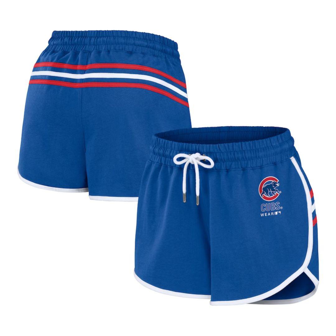 CHICAGO CUBS WEAR BY ERIN ANDREWS WOMEN'S WALKING BEAR LOGO ROYAL SHORTS