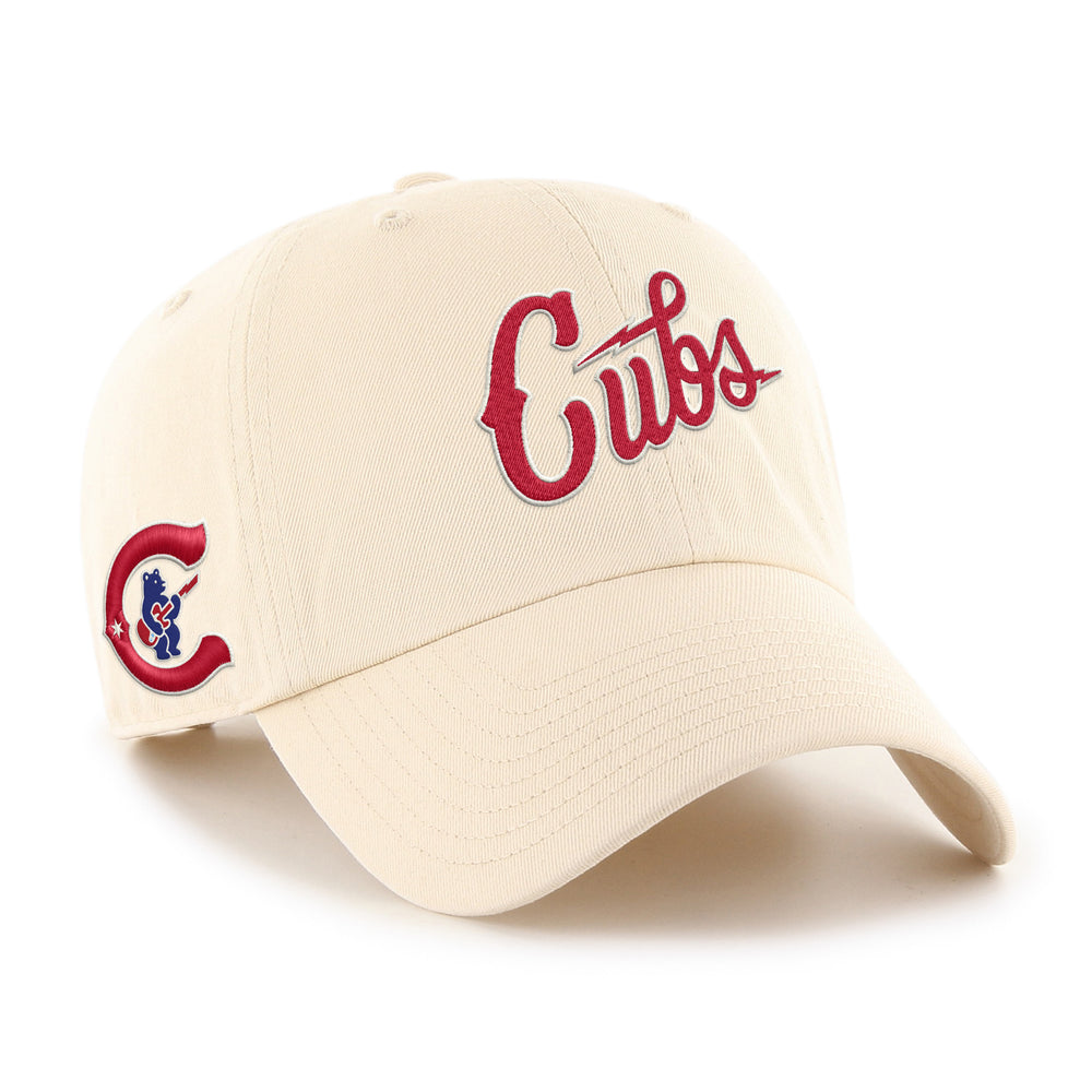 Chicago Cubs Blues Alt Script Side Hit Natural Clean Up Cap by '47 Brand '47 BRAND