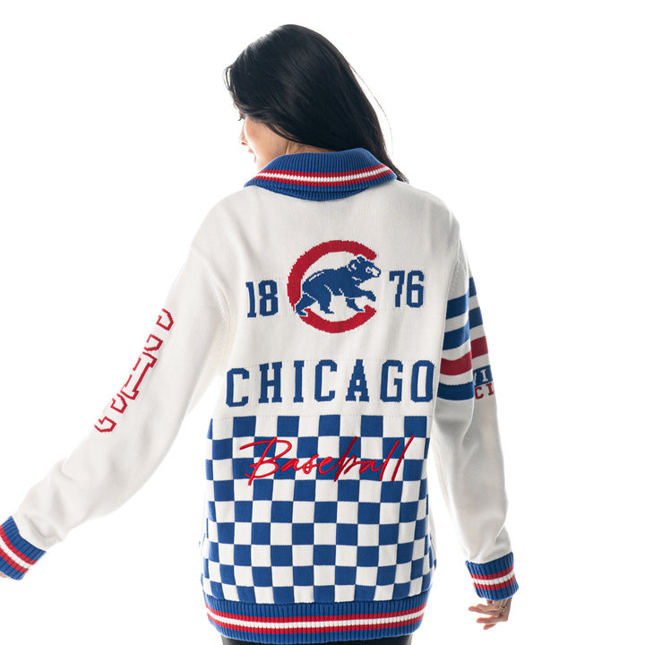 CHICAGO CUBS WILD COLLECTIVE WOMEN'S JACQUARD KNIT SWEATER