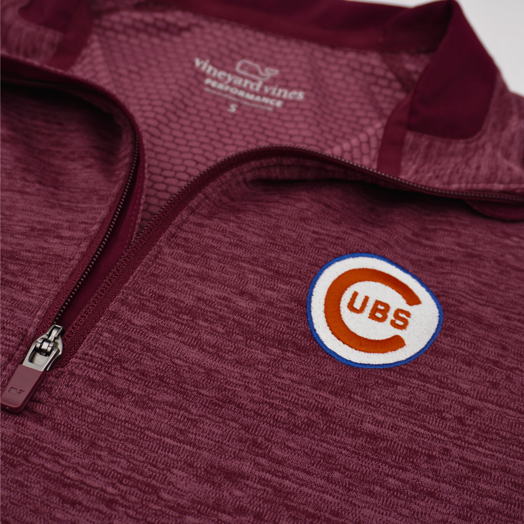 CHICAGO CUBS VINEYARD VINES MEN'S 1969 LOGO MAROON QUARTER ZIP