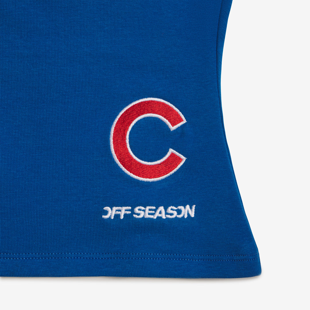 Chicago Cubs Logo Women’s Ruched Halter Top in Royal Blue by Off Season Tops OFF SEASON