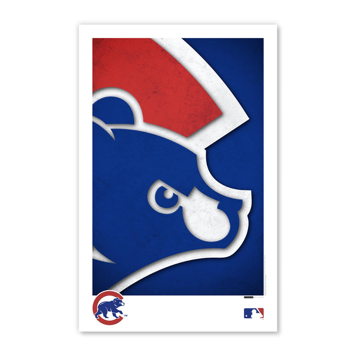 CHICAGO CUBS S. PRESTON WALKING BEAR MINIMALIST LOGO ART PRINT